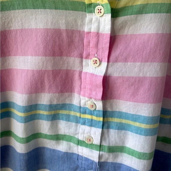 Talbots Cotton Beach Stripe Popover Size L Petite Vacation Coastal Grandmother‎ - Picture 4 of 13